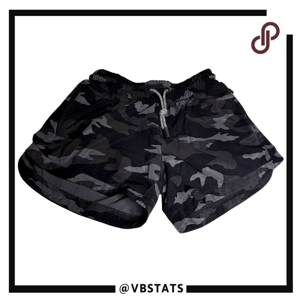 Athleta Girls Play More 3" Camo Drawstring Athletic Shorts Black Size Large